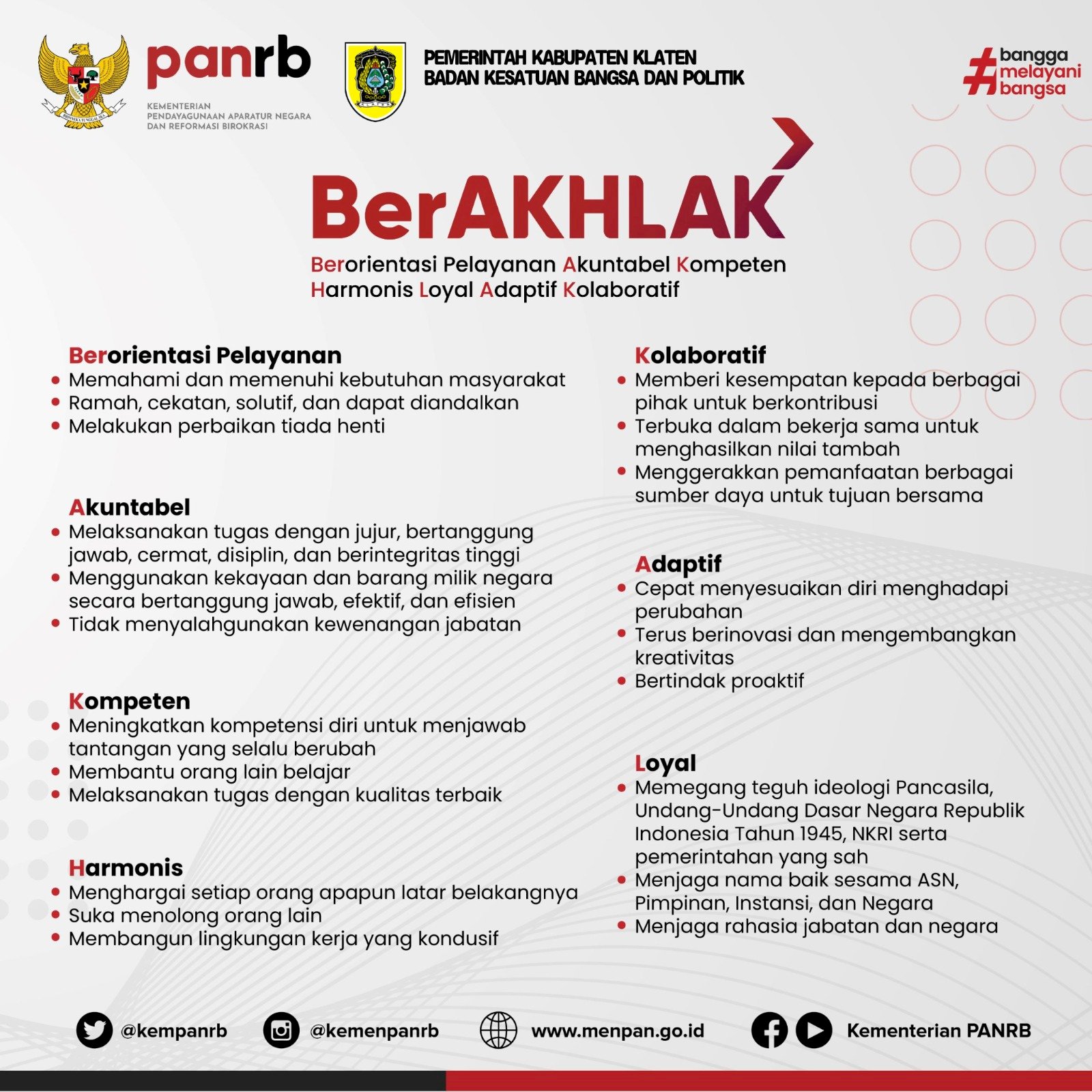 Memperkuat Core Values ASN Ber-AKHLAK Badan Kesatuan Bangsa dan Politik